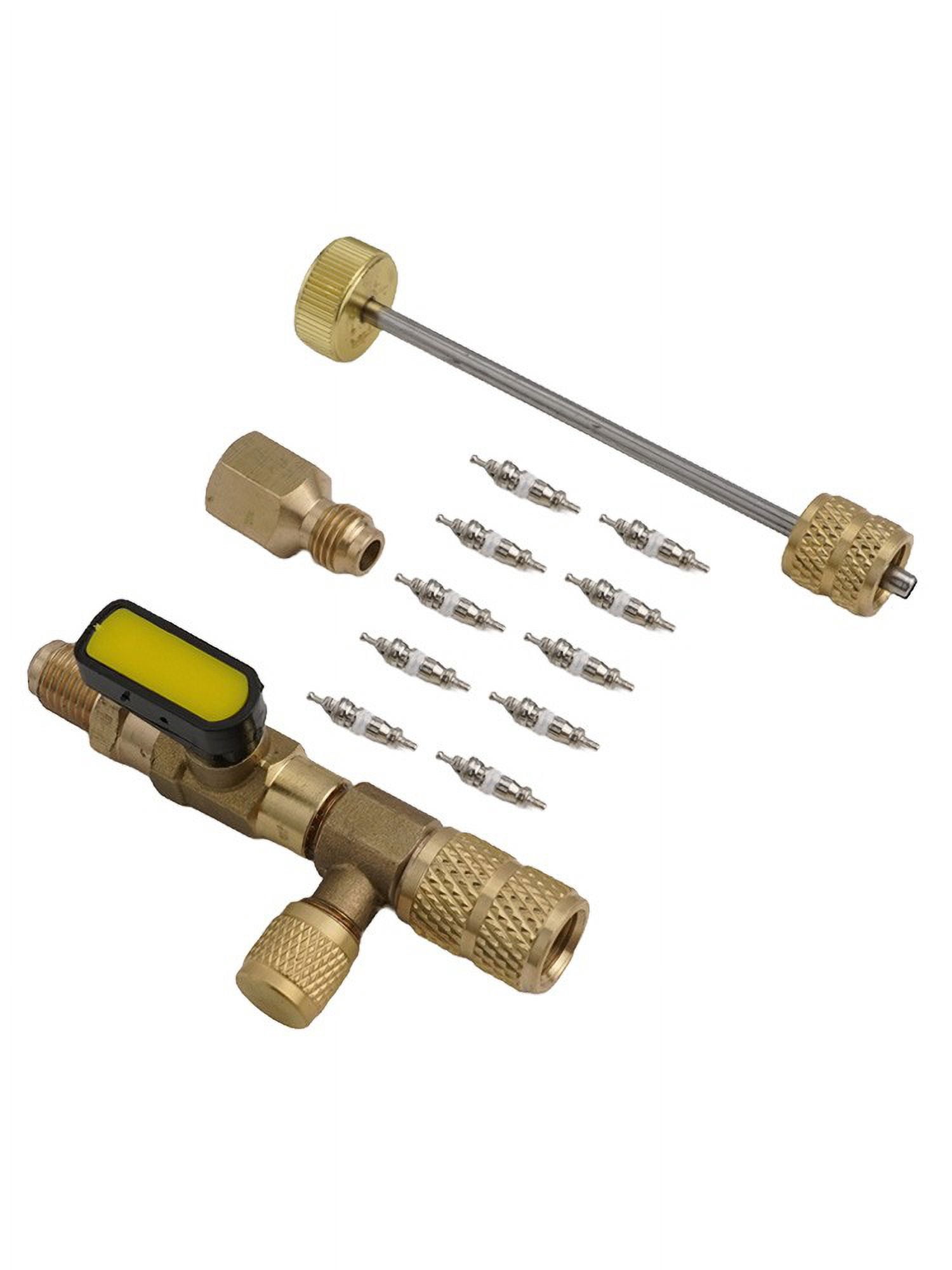R410A R22 Valve Core Remover Installer Tool with Dual Size Sae 1/4 & 5/16 Port for R404A R407C R134A R12 R32 R600 Hvac System