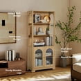 thumbnail image 6 of Weselon 70" Tall Bookcase with Door and Shelves, Freestanding Storage Cabinet with Arched Acrylic Door for Living Room Office Storage, Floor Standing Bookshelves,Oak, 6 of 7
