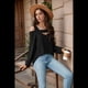 thumbnail image 5 of Blusa de Verano con Escote Cuadrado y Hombros Descubiertos para Mujer, Color Negro, Talla L, 5 of 8