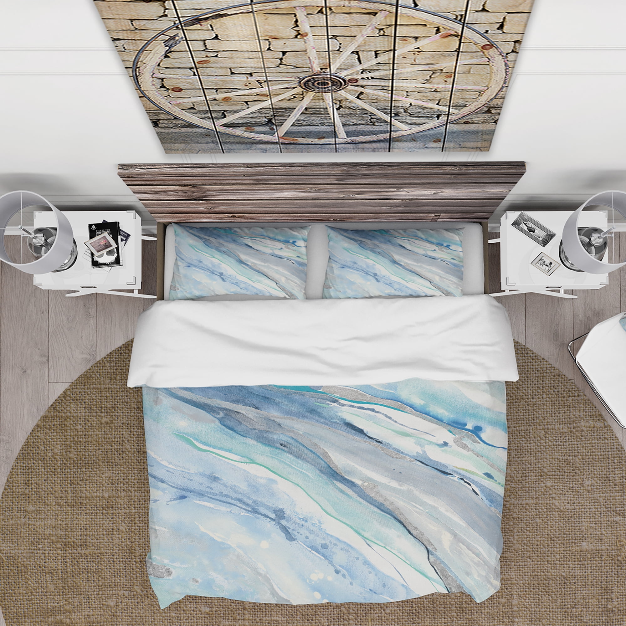 Designart 'Blue Silver Spring II' Farmhouse Duvet Cover Set