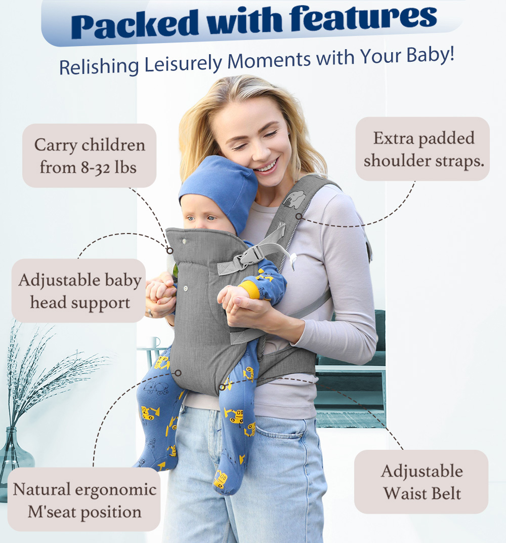 Lvelia 4-in-1 Ergonomic Baby Carrier, Dark Gray photo 7