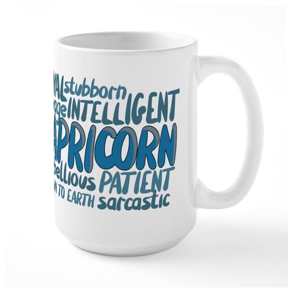 CafePress - Capricorn Word Cloud - 15 oz Ceramic Large White Novelty Mug