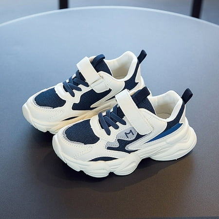 

Huilaibazo Children All Season Sports For Boys Girls Thick Soles Non Slip Lace Up Mesh Breathable Comfortable Solid Color Casual