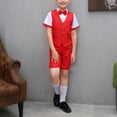 thumbnail image 4 of HAOTAGS Boys Formal Suit, Host Recitation Ceremony Short Sleeve Bowtie Summer Performance Outfit Red 17-18 Years, 4 of 4