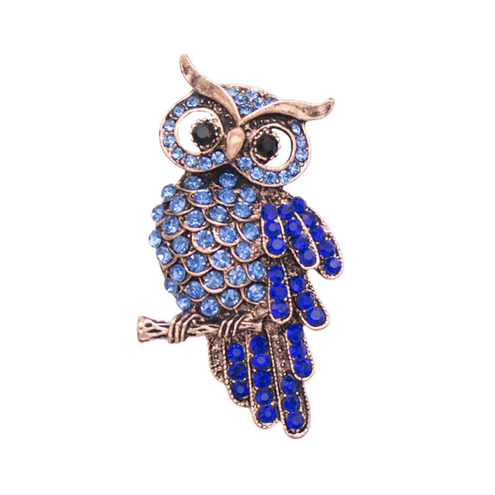 Vintage Plastic  Cute Owl Brooch Hand Painted Gold Pin Jewelry 