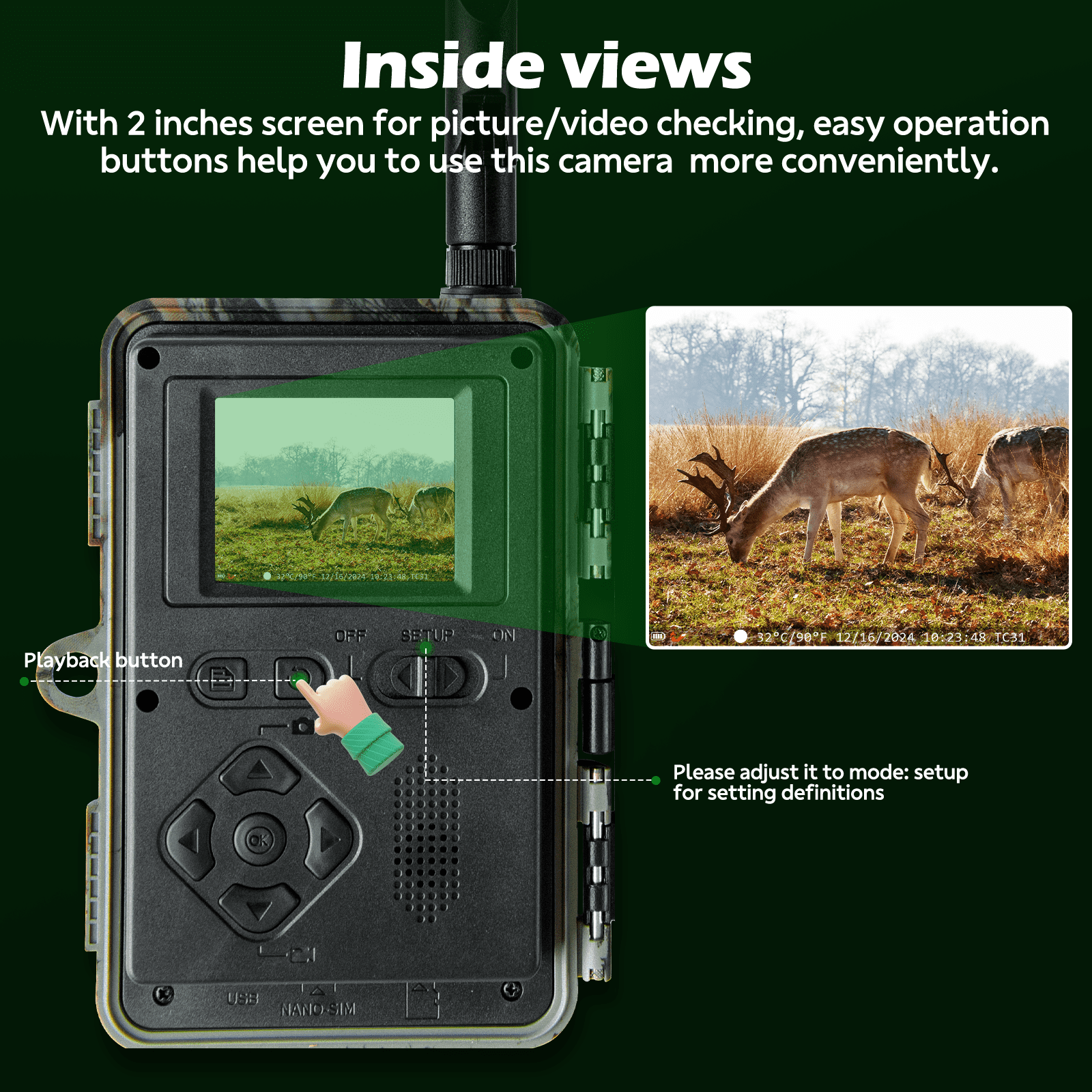 CAMPARK 2 Pack Trail Camera 4G Cellular, 1080P 32MP Hunting Game Camera Built-in SIM Card, 2.0" Screen, Lifelong Free Cloud Storage, Motion Alerts Night Vision IP66 Waterproof for Wildlife Monitoring