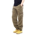 thumbnail image 2 of allshope Men Cargo Pants with Pockets Solid Color Loose Elastic Jogger Sweatpants Casual Trousers for Streetwear, 2 of 7