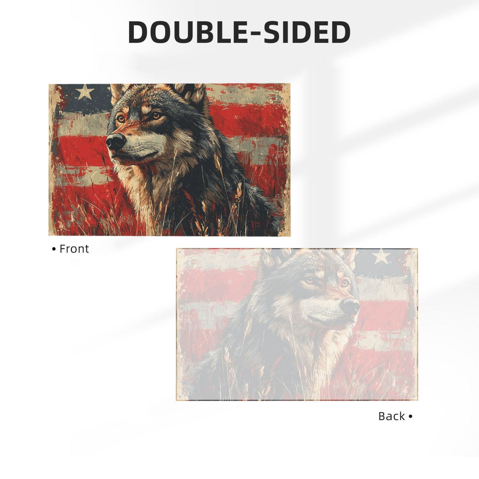Wolf Hunting Retro USA Flag Four Hole Decorated Banner Flag for Garden Yard Home Decoration Indoor Outdoor 4x6 Ft