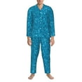 thumbnail image 4 of Kll Blue Glitter Sleepwear Mens Flannel Pajamas,Long Cotton Pj Set, 4 of 9