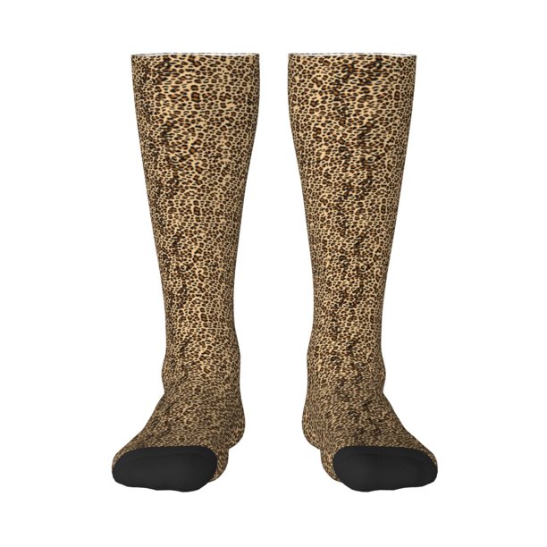 Balery Leopard Print Brown Calcetines novedosos Calcetines deportivos Calcetines hasta la rodilla Calcetines de algodón Calcetines originales y geniales