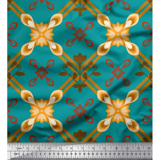 Soimoi Georgette Viscose Fabric Argyle Check Print Fabric by Yard 42 Inch Wide