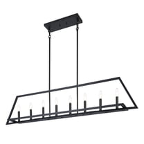 LNC 8-Light Matte Black Modern/Contemporary Linear Led, Large Hanging Kitchen Island Light