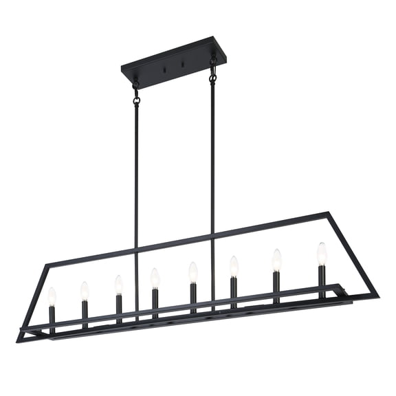 LNC 8-Light Matte Black Modern/Contemporary Linear Led, Large Hanging Kitchen Island Light