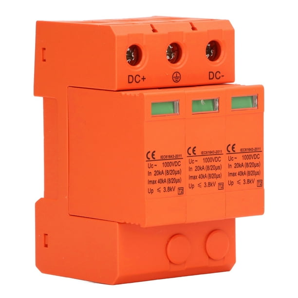 DC Surge Protective Device, 1000V Visual Window 3P 40kv DC Surge Protector For Solar System