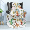 thumbnail image 4 of Fairy Soft Flannel Fleece Blanket, Cartoon Princess Pattern with Magic Wand Dragon Dress Unicorn and Crown Little Child, Cozy Plush for Indoor and Outdoor Use, 70" x 90", Multicolor, by Ambesonne, 4 of 5