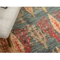 thumbnail image 5 of Unique Loom Mesquite Fars Rug Blue/Red 6' 1" Round Border Modern Perfect For Dining Room Entryway Bed Room Kids Room, 5 of 8