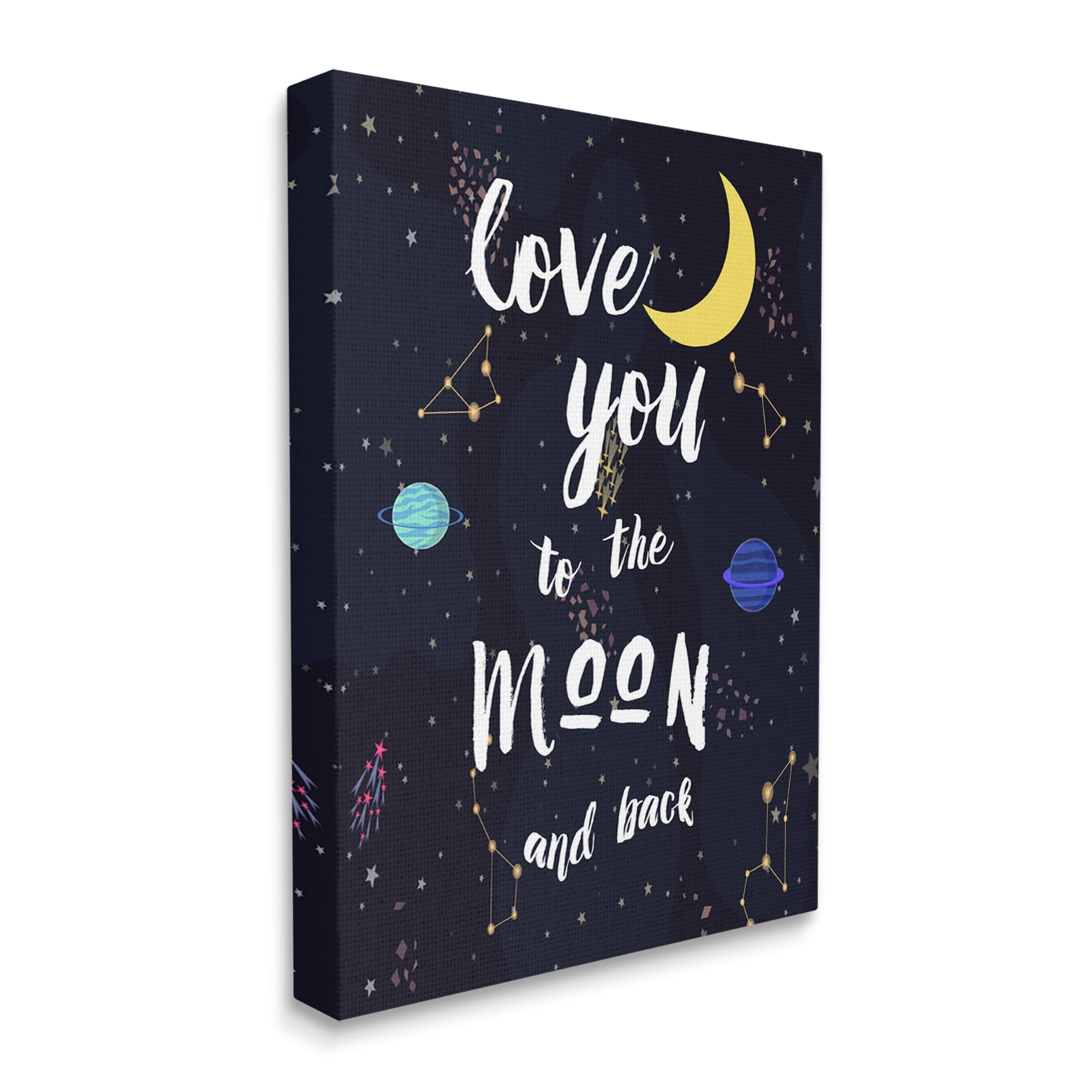 Stupell Industries Love to the Moon Motivational Phrase Outer Space Constellations,30 x 40, Design by Amanda Murray