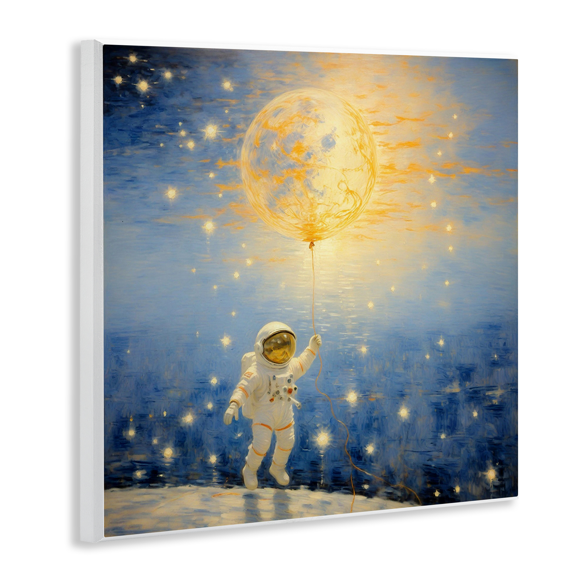 Astronaut with Dreamy Cosmic Balloon Wall Plaque Art, design by Angie Hawke