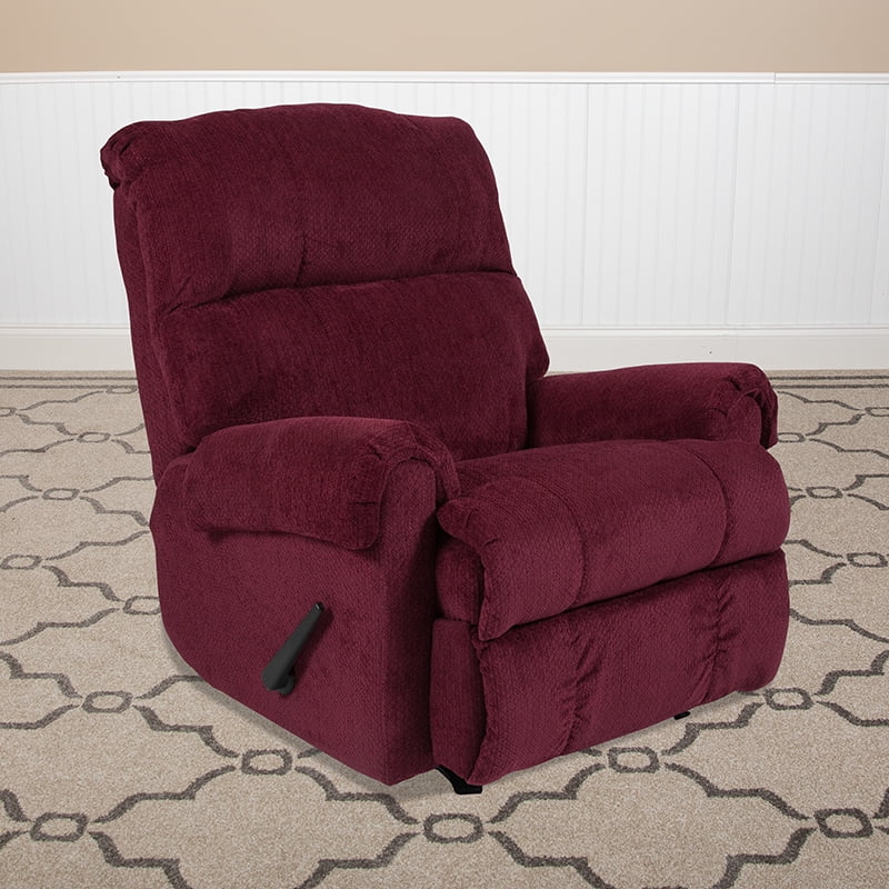 Kelly Burgundy Super Soft Textured Microfiber Rocker Recliner Walmart