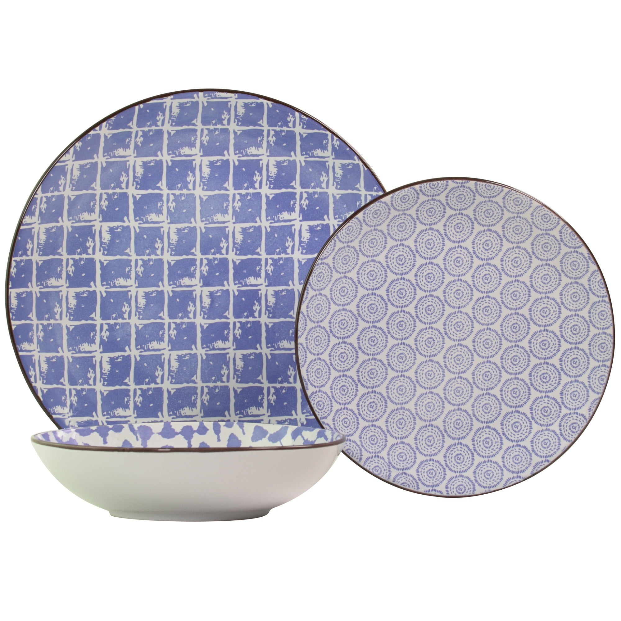 Mainstays 12Piece Stoneware Dinnerware Set, Blue