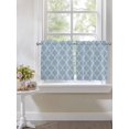 thumbnail image 4 of Sky Blue Morocco 2 Panel Kitchen Curtains for Small Windows, Farmhouse Geometric Quatrefoil Grid Bathroom Tier Curtain, Short Window Treatment for Bedroom/Living Room 55"x36", 4 of 6