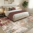 thumbnail image 2 of KoshiMe Area Rug 9'x12', Washable Non-Slip Modern Neutral Abstract Rugs for Living Room, Soft Stain Resistant Low Pile Carpet for Dining Room Office, Red Brown, 2 of 9