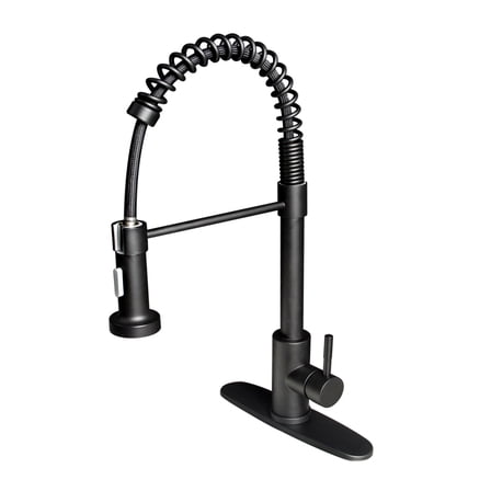 Kitchen faucets,Commercial Stainless Steel Single Handle Single Lever Spring Kitchen Sink Faucet with Pull Down Sprayer ,Matte Black