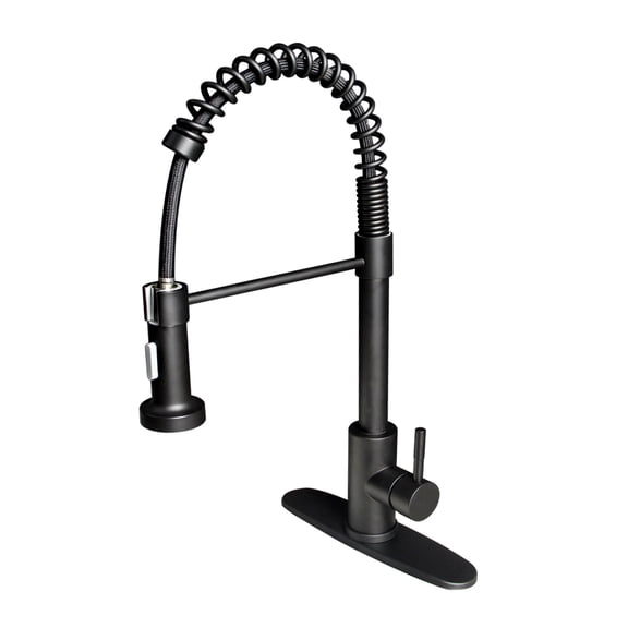 Kitchen faucets,Commercial Stainless Steel Single Handle Single Lever Spring Kitchen Sink Faucet with Pull Down Sprayer ,Matte Black