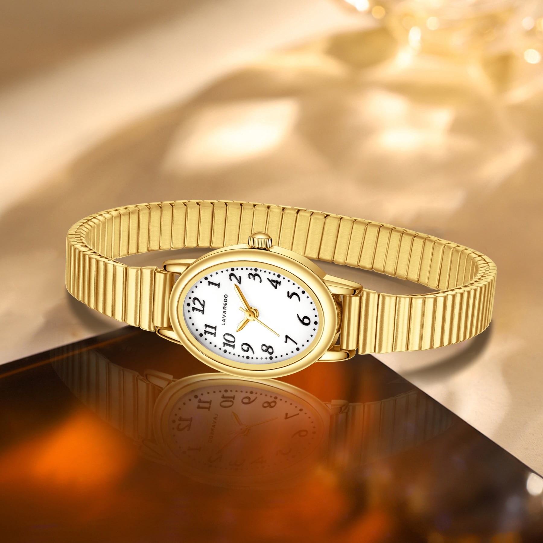 Watches for Women Easy Read Ladies Quartz Wrist Watch with Stainless Steel Expansion Band Waterproof Watch Gift for Woman -S Size