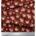 thumbnail image 2 of Soimoi Red Cotton Duck Fabric Mignon Dahlia & Peony Floral Printed Craft Fabric 1 Yard 44 Inch Wide, 2 of 3