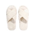 thumbnail image 5 of Iyufng Women's Crisscross Strap Fluffy Slide Slippers Scalloped Edge Open Toe Cozy Indoor House Shoes, 5 of 5