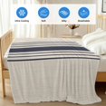 thumbnail image 4 of Midnight Blue Striped Cooling Blanket, Lightweight Breathable Summer Throw Blanket with Double Sided Cold Effect, Beige Geometric Modern Art Picnic Beach Blankets Bed Sheet for Hot Sleepers 30"x40", 4 of 8
