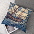 thumbnail image 7 of Nautical Flannel Fleece Pillow Cushion Cover, Never Stop Exploring Classic Art Ship Whale Lettering Deep Blue Sea, Decorative Square Accent Pillow Case,  Dark Blue White, 7 of 7