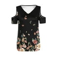 thumbnail image 3 of Aoochasliy Blouses for Women Clothes Women鈥檚 Summer Blouse Casual T Shirt Cute Cold Shoulder Short Sleeve V Neck Tops, 3 of 5