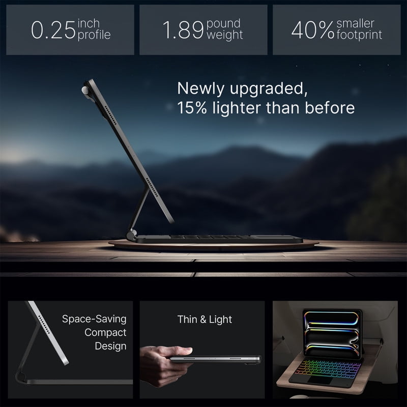 typecase Magic Keyboard Case for iPad Pro 13-inch (M4, 2024), Magnetic Stand, Multi-Touch Trackpad, 11 Colors Backlight with Pencil Holder (Black)