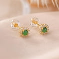 thumbnail image 4 of 14K Gold Jade Bead Geometric Earrings for Women, Vintage Style, Heartwarming Gift for Mom on Christmas, 4 of 6