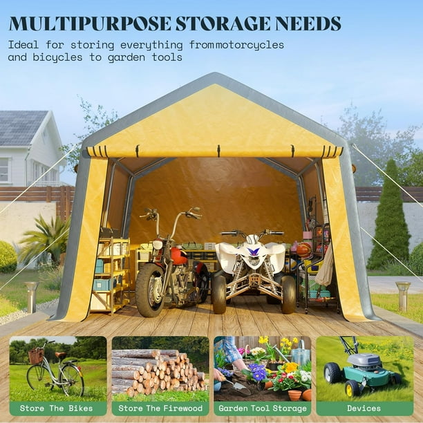 Jocisland Carport 12x12 Portable Garage, Heavy Duty Car Canopy