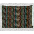 thumbnail image 1 of Abstract Tapestry, Modern Art Pattern with Vertical Wavy Lines in Rainbow Colors on Black Background, Wall Hanging for Bedroom Living Room Dorm Decor, 80W X 60L Inches, Multicolor, by Ambesonne, 1 of 2