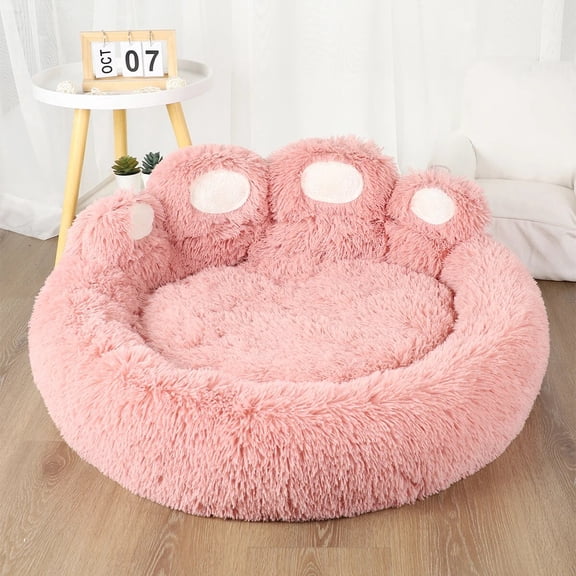 Dog Bed Winter Cat Pet Sofa Cute Bear Paw Shape Comfortable Pet Sleeping Beds For Small Medium Large Soft Fluffy Cushion Dog Bed