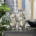 thumbnail image 2 of DecMode 13", 11"H Geometric Open Framed Silver Aluminum Metal Vase with Circular Plates, Set of 2, 2 of 11