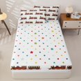 thumbnail image 4 of Manfei Boys Train Zipper Full Size Comforter Sets with Fitted Sheet and 2 Pillowcases,Cute Cartoon Car Print Zipper Bedding Set,White,Polkadot Reversible,4pcs, 4 of 8