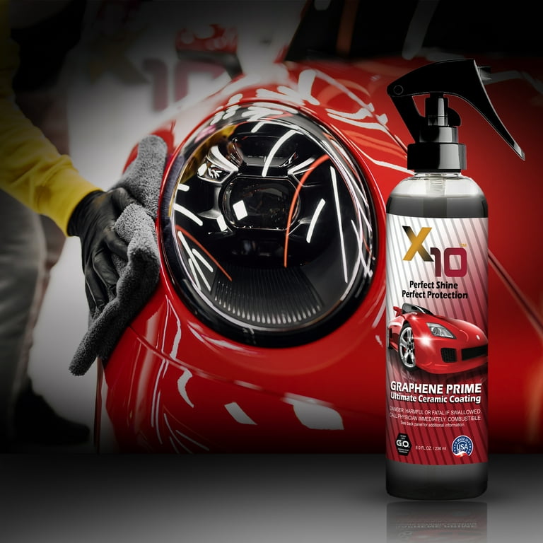 X10 Graphene Ceramic Spray Coating (8 oz) - up to 3 yrs of Auto Protection  Sprayable Ceramic Coating Maintenance Kit-Infused Graphene Oxide Technology  for Cars, Boats, RV's & Motorcycle (Made in USA) 