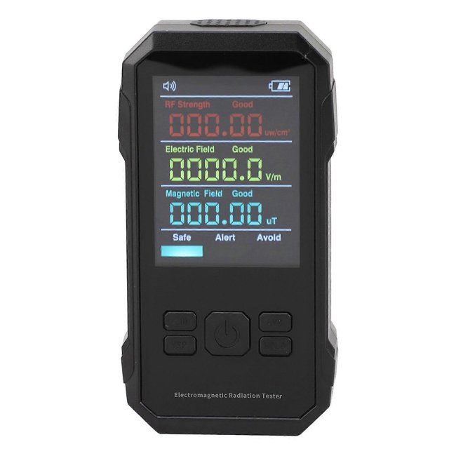 3 in 1 EMF Meter Electromagnetic Radiation Detector Electric Field Intensity Tester Magnetic Field Intensity Test Meter with Sound Alarm Function Blac