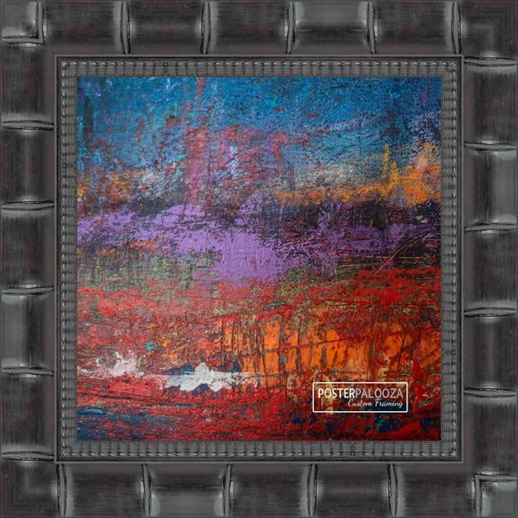 28x28 Black Wide Bamboo Picture Frame - UV Acrylic, Foam Board Backing, Hanging Hardware