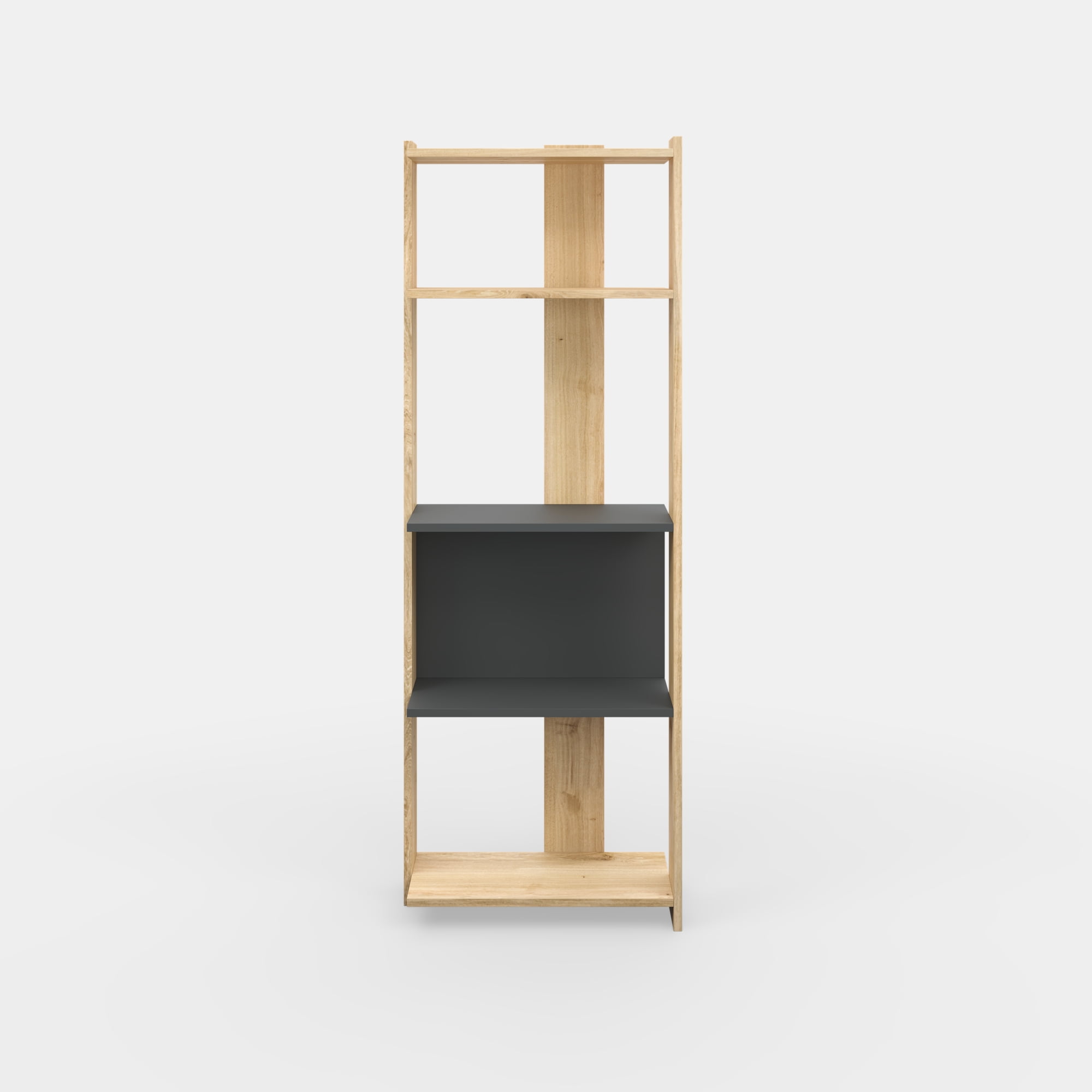 Ada Home Decor Abis 4 Tier Open Shelf Narrow Modern Bookcase, Anthracite/Oak