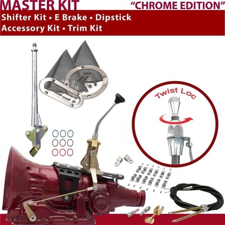 American Shifter 2004R Shifter Kit 8 in. E Brake Cable Clamp Clevis Trim Kit Dipstick for D66C1