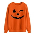 thumbnail image 4 of Arlun,Oversized Halloween Pumpkin Face Sweatshirts for Women Casual Loose Comfy Funny Graphic Printed Pullovers Sweatshirt Ladies Crewneck Solid Color Fall Hoodless Tops Orange XXL, 4 of 4