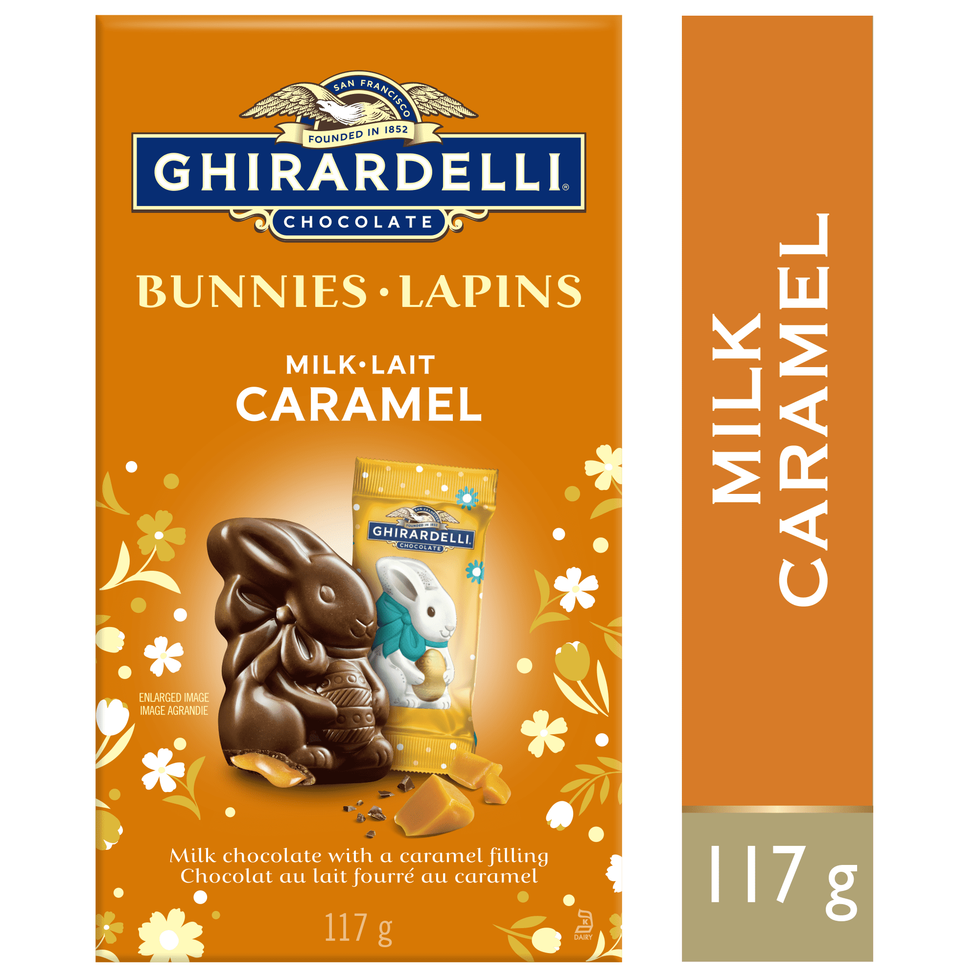 Sachet de lapins de Pâques en chocolat au lait Caramel GHIRARDELLI, 117g