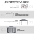 thumbnail image 4 of Outsunny 11' x 11' Pop Up Gazebo Outdoor Canopy Shelter with 2-Tier Soft Top, and Removable Zipper Netting, Event Tent with Large Shade, Light Gray, 4 of 9