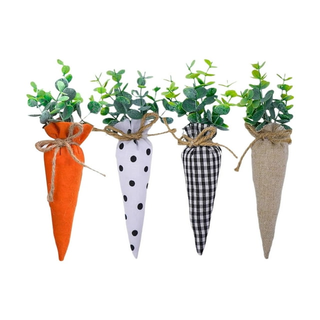 Hanging Ornaments for Easter 4 Pcs Realistic Carrot Food Models Spring Summer Family Party Tree Decoration